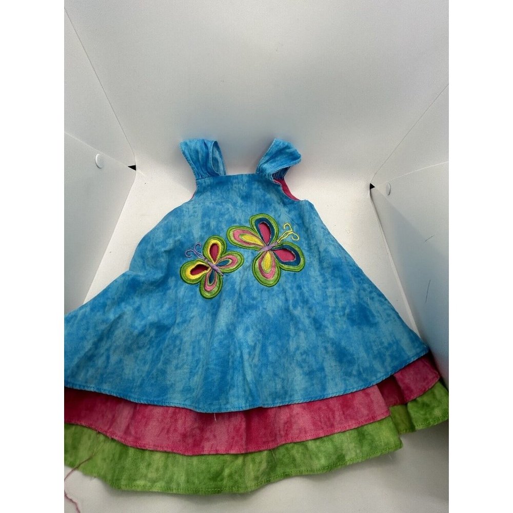 Vintage Girls Dress Butterfly Appliqué 18 Months Austin & Ashley Tie Dyed